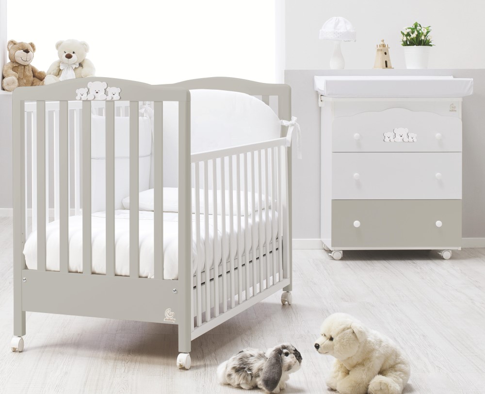 Italbaby postýlka se spouštěcím bokem Smart hnědá
